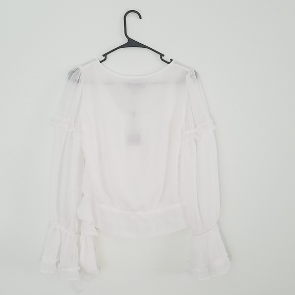 Max Studio London Ivory Solange Tie Waist Top - Picture 3 of 7